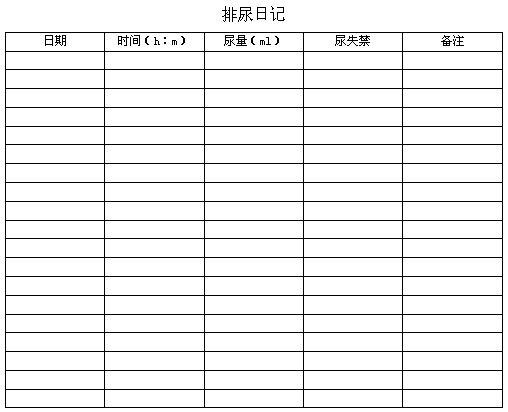 排尿日记模板图片