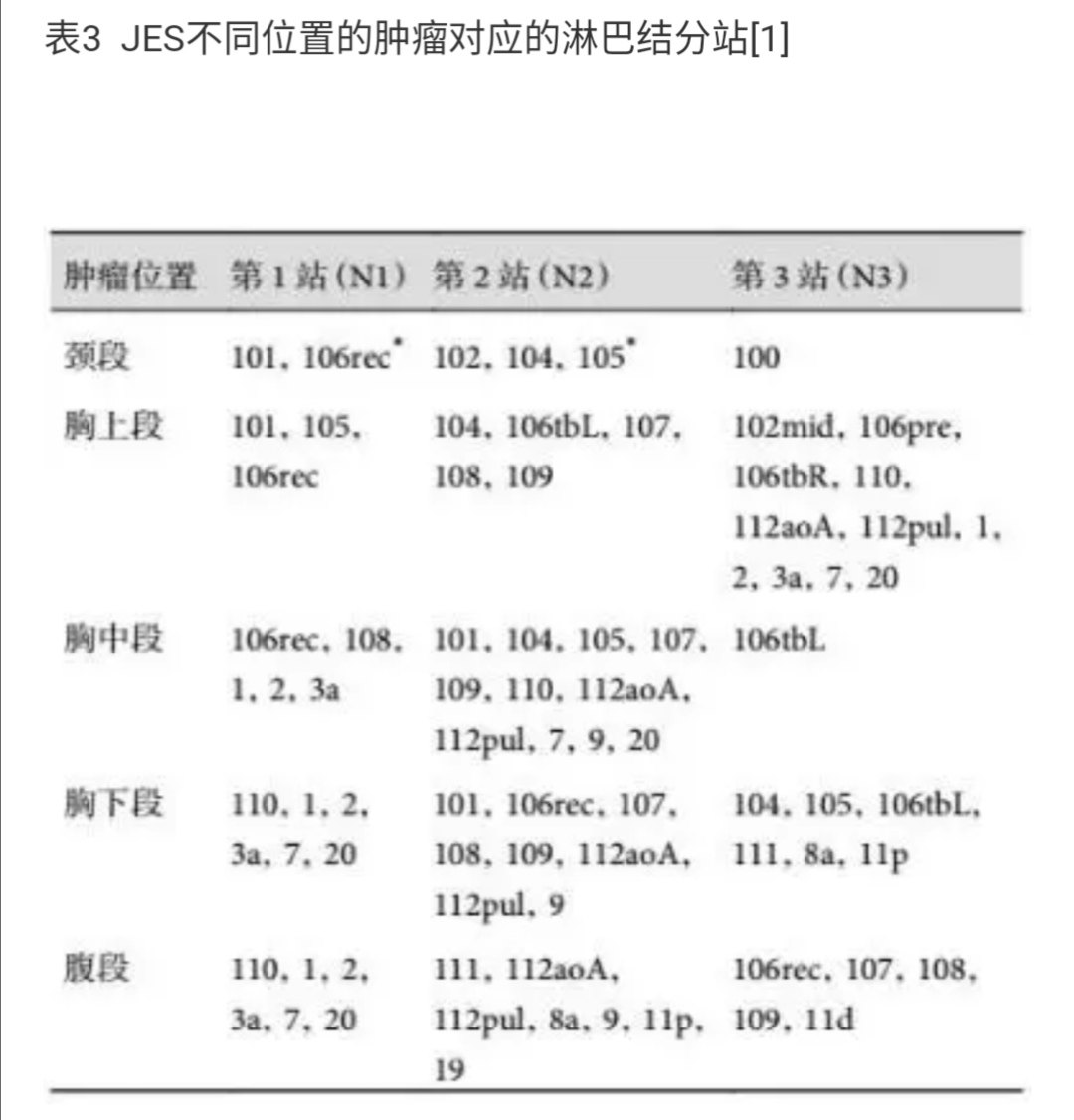 日本食管癌區域淋巴結分組